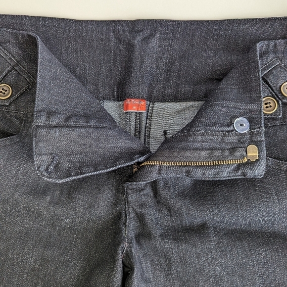Miss Demeanor Button Cuffed Dark Wash Denim Stretchy Mid Rise Jean Shorts- sz 16 - Picture 5 of 12